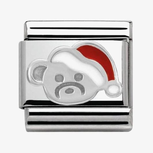 Nomination CLASSIC Silvershine Christmas Teddy and Santa Hat Charm 330204/13