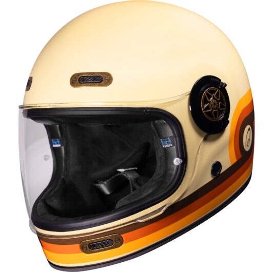 Black Orbit Retrograde ECE R22.06 Motorcycle Helmet - Gloss Cream / 59cm | L