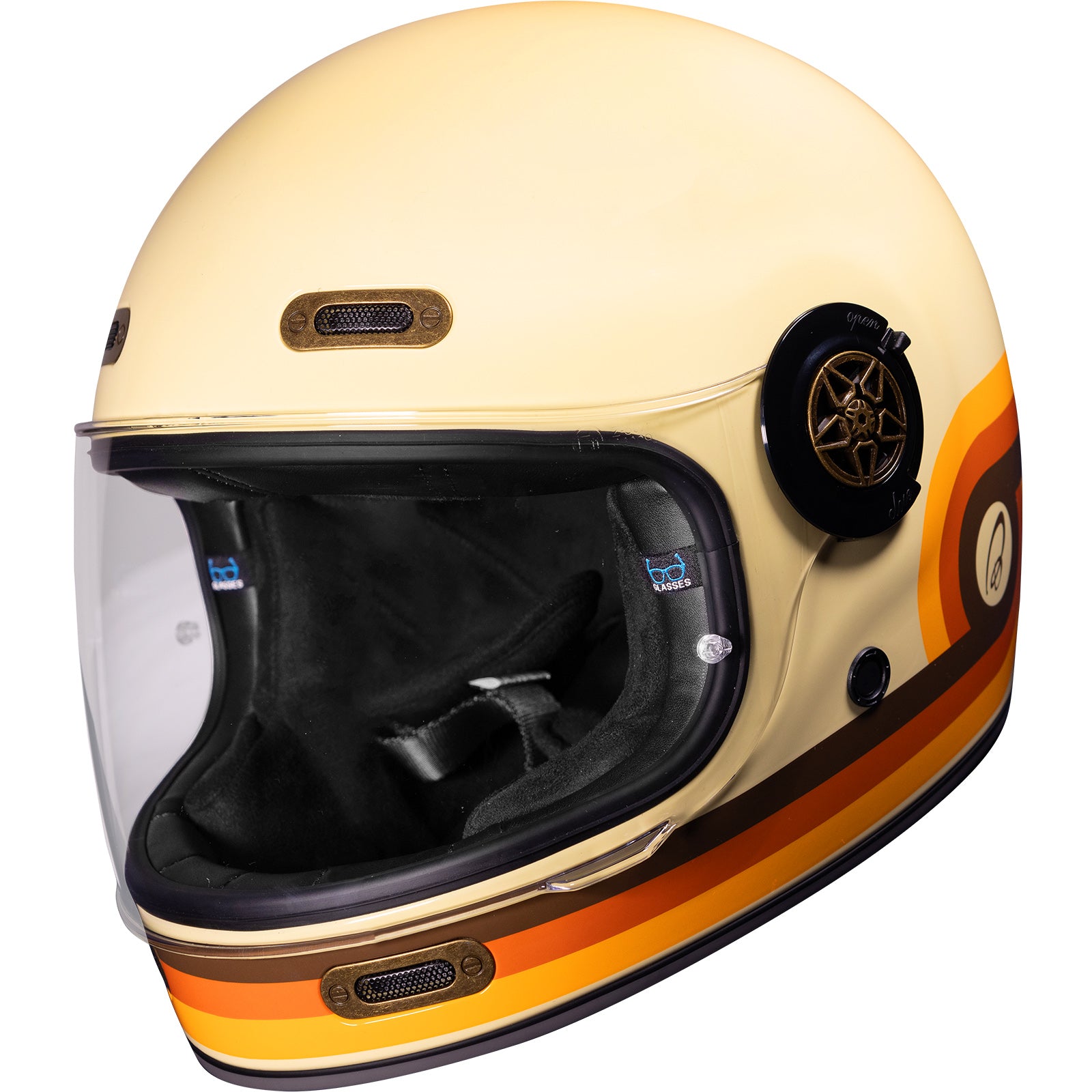 Black Orbit Retrograde ECE R22.06 Motorcycle Helmet - Gloss Cream / 59cm | L