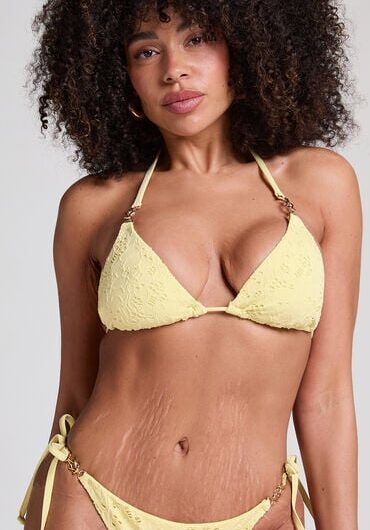Hunkemöller Triangle Crochet Bikini Top Yellow